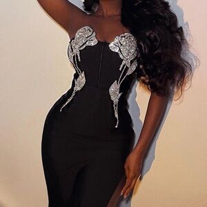 Elegant Black and Silver Women's Dress